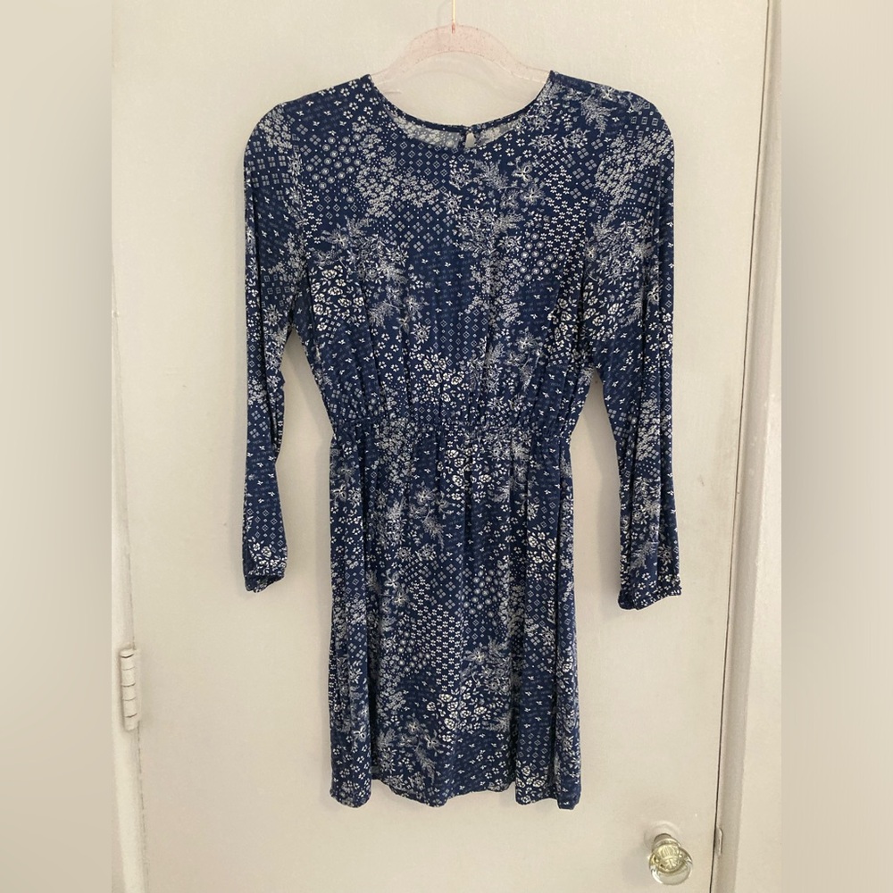 Navy blue calico dress $19 or best offer